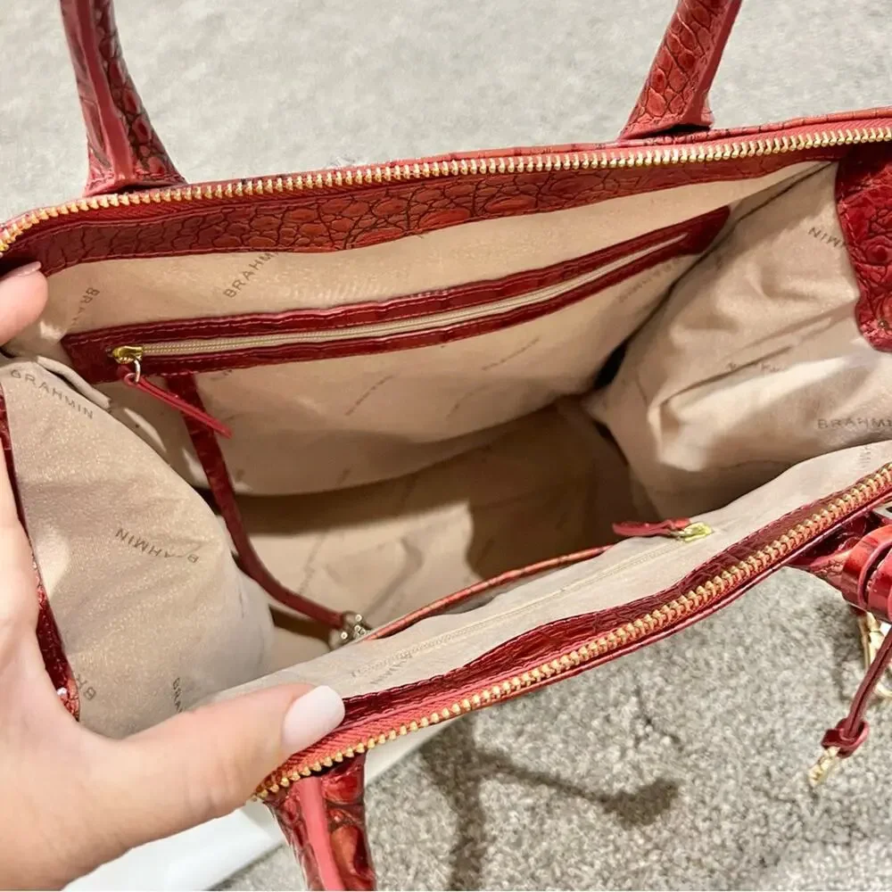 Brahmin Caroline Satchel Red Dragon Melbourne Leather Bag - Picture 8 of 11